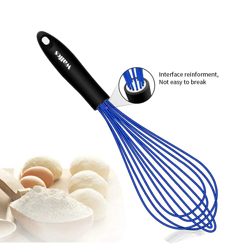 Walfos 3 Pieces Silicone Stainless Steel Wire Whisk - Mixing Bowl Kitchen