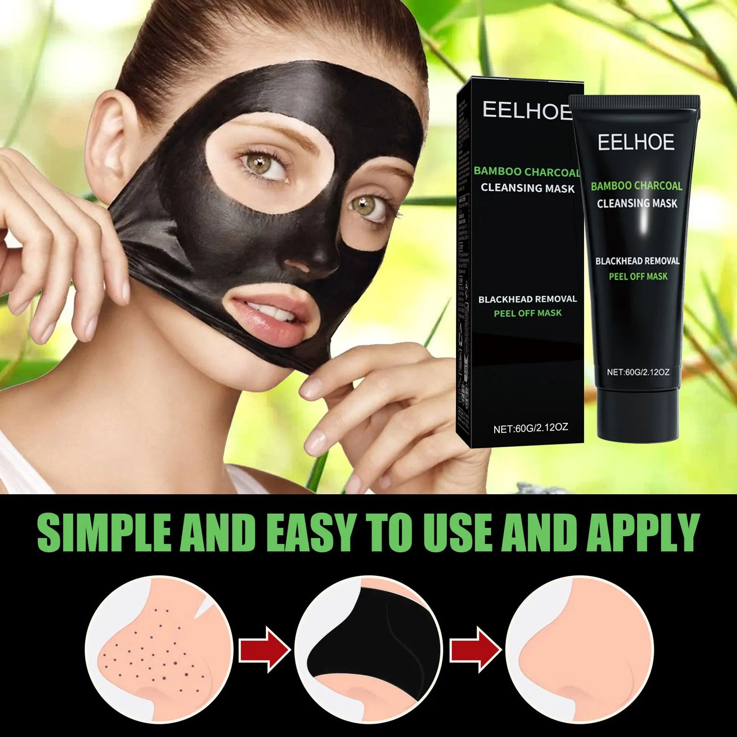 Bamboo Charcoal Tear-off Mask Blackhead Remover Deep Cleanig Purifying