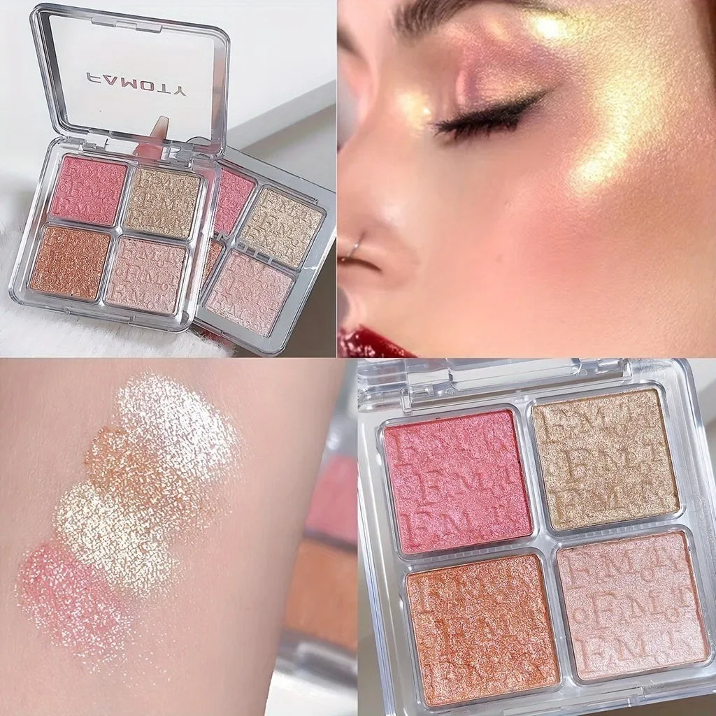 4 Color Face Highlighter Palette Illuminator Palette Natural Glow Waterproof