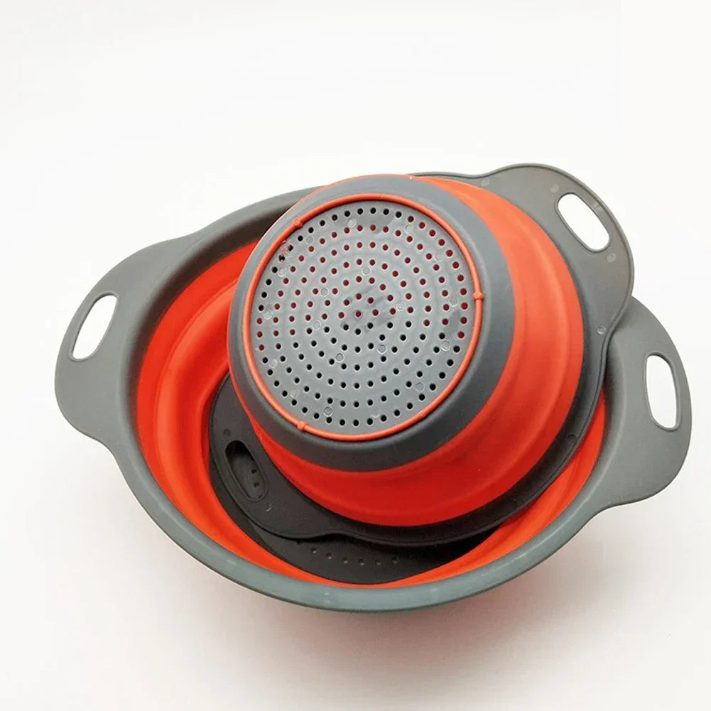 Silicone Folding Drain Basket Fruit Vegetable Washing Basket Foldable