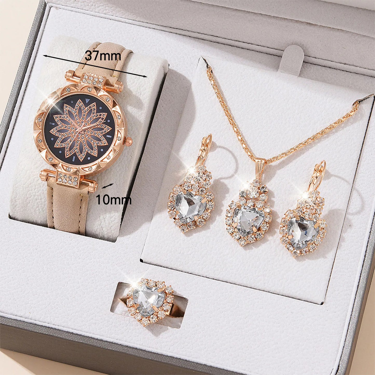 Watches Sets Gifts for Women Crystal Bling Wristwatch Jewelry Kit Gift for
