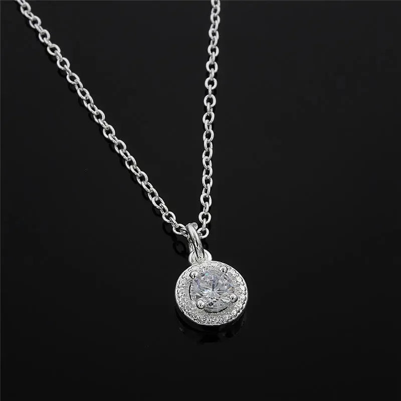 100% Pure 925 Sterling Silver Bridal Jewelry Sets Cubic Zircon Necklace