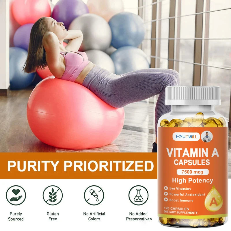 ByurWill Eyes Vitamin A Supplement , 7500mcg, Improve Vision, Resist Fatigue