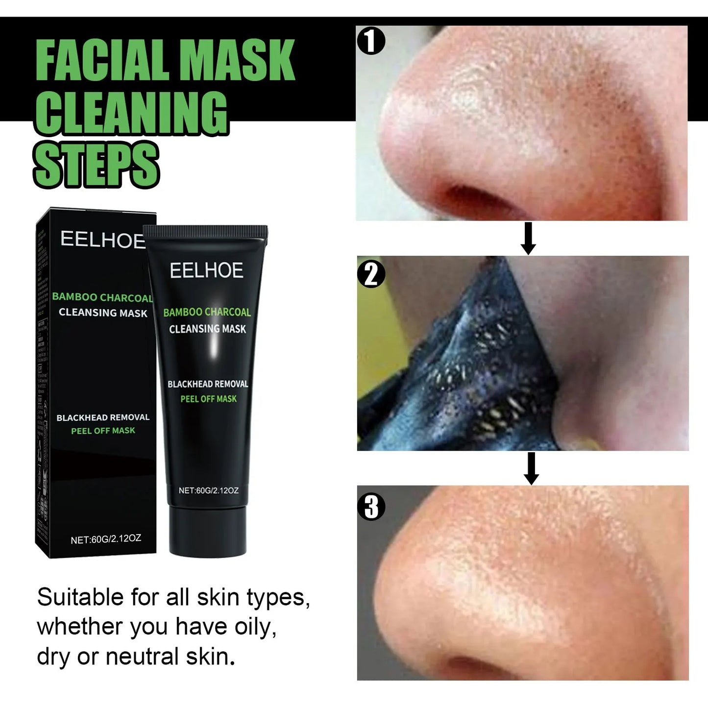 Bamboo Charcoal Tear-off Mask Blackhead Remover Deep Cleanig Purifying