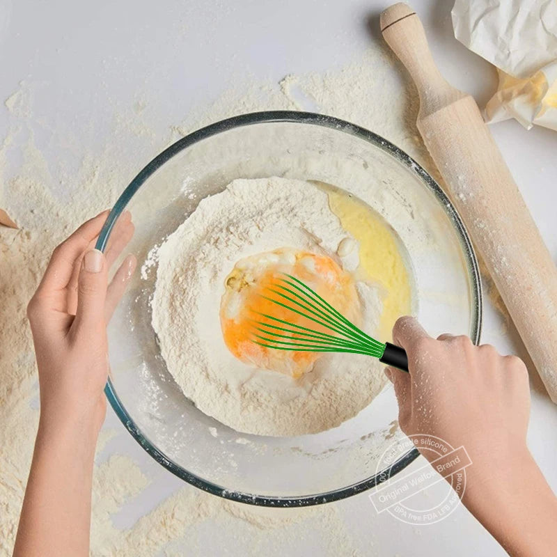 Walfos 3 Pieces Silicone Stainless Steel Wire Whisk - Mixing Bowl Kitchen