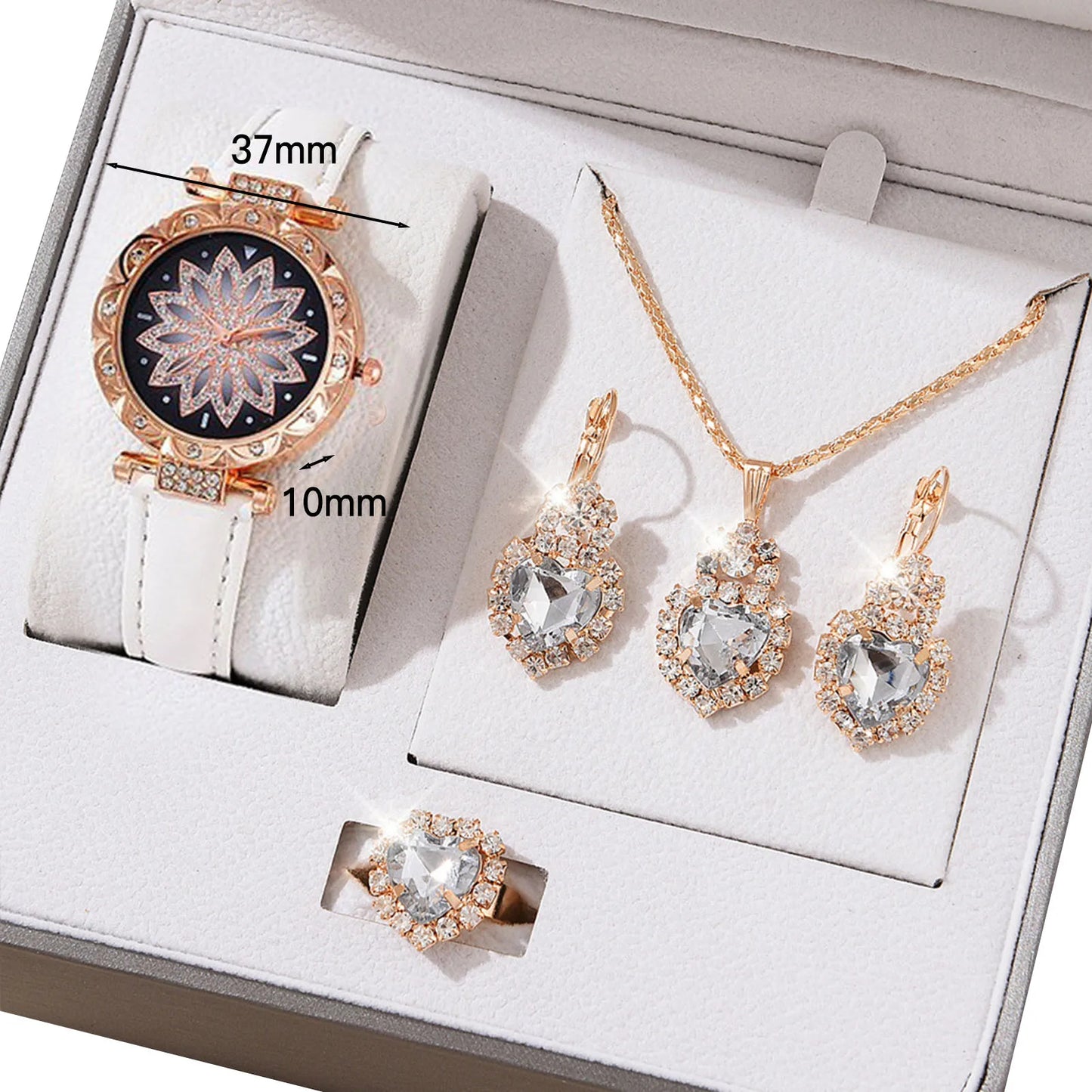 Watches Sets Gifts for Women Crystal Bling Wristwatch Jewelry Kit Gift for