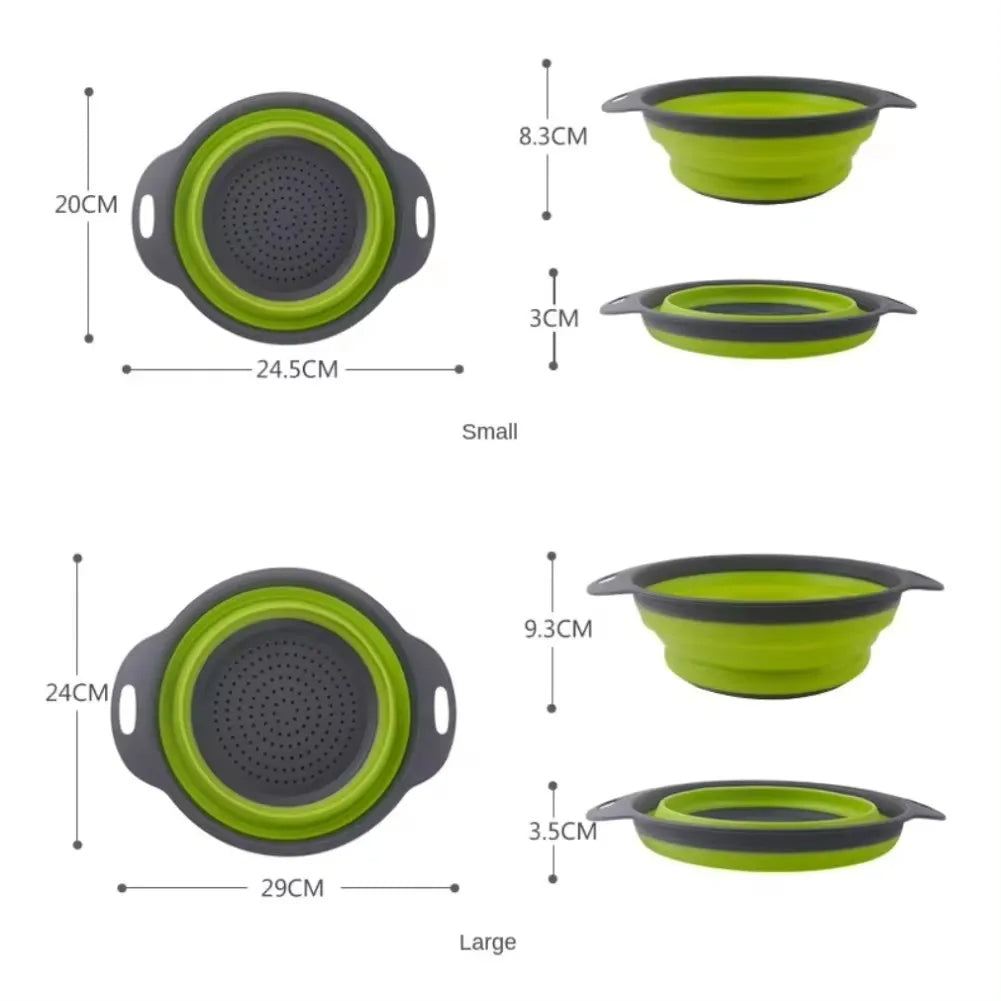 Silicone Folding Drain Basket Fruit Vegetable Washing Basket Foldable