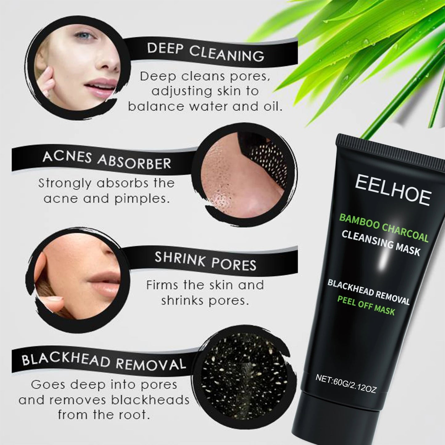 Bamboo Charcoal Tear-off Mask Blackhead Remover Deep Cleanig Purifying