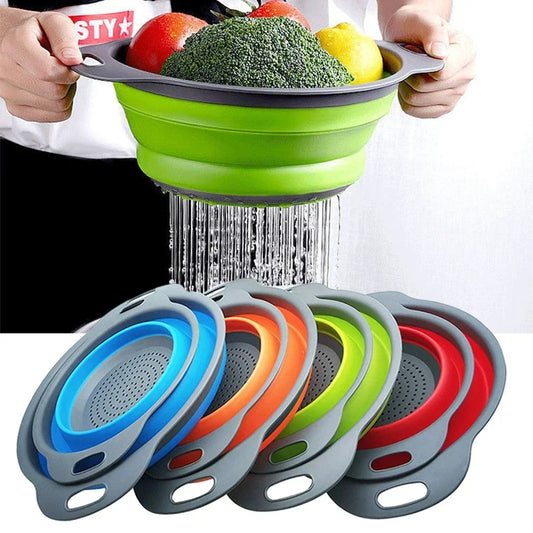 Silicone Folding Drain Basket Fruit Vegetable Washing Basket Foldable
