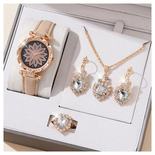 Watches Sets Gifts for Women Crystal Bling Wristwatch Jewelry Kit Gift for