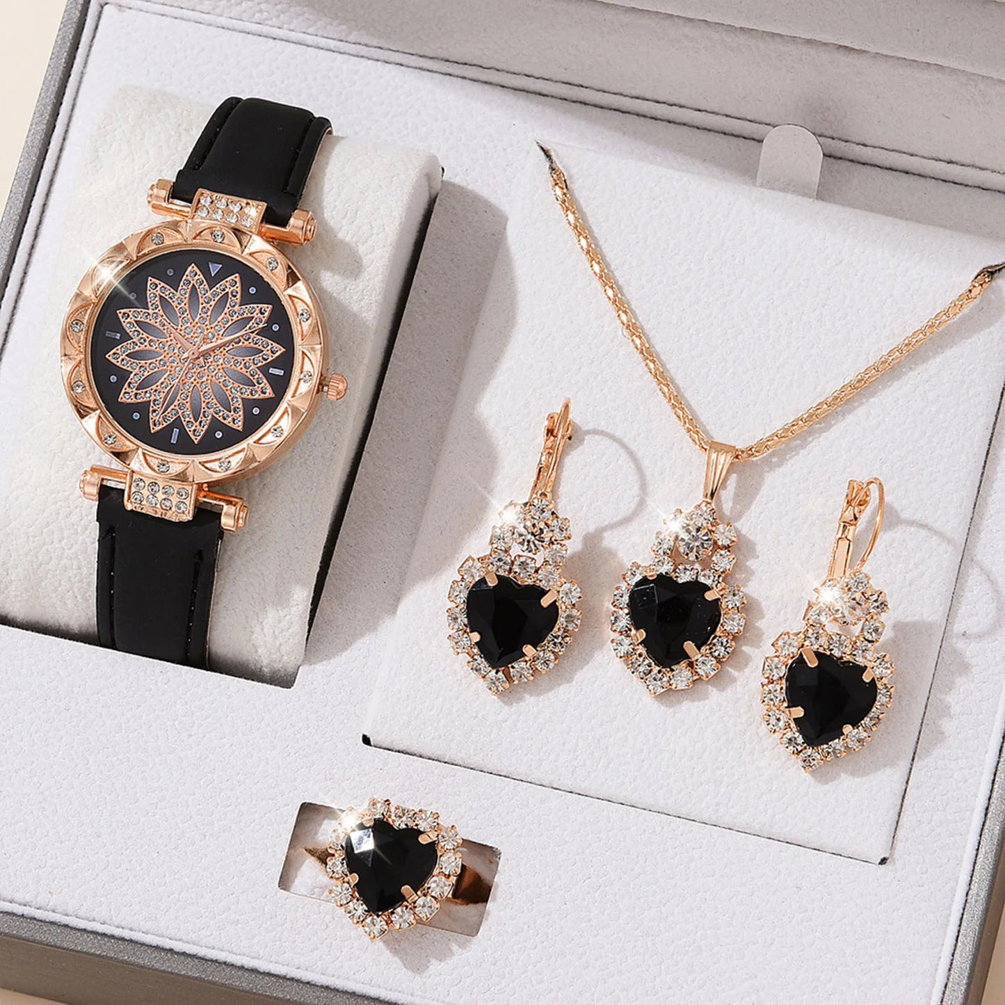 Watches Sets Gifts for Women Crystal Bling Wristwatch Jewelry Kit Gift for