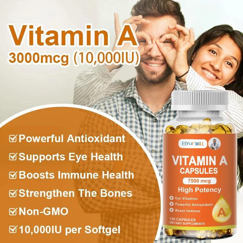 ByurWill Eyes Vitamin A Supplement , 7500mcg, Improve Vision, Resist Fatigue