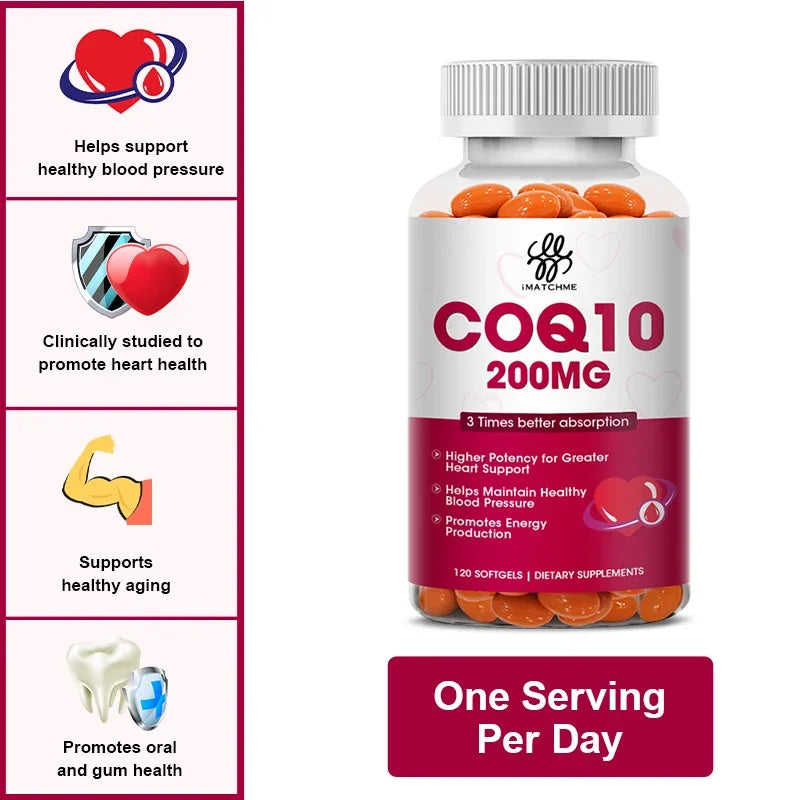 Q10 Capsules 120 Coenzyme Provide Energy Vitamin Health Food Organic Ultra High Absorption