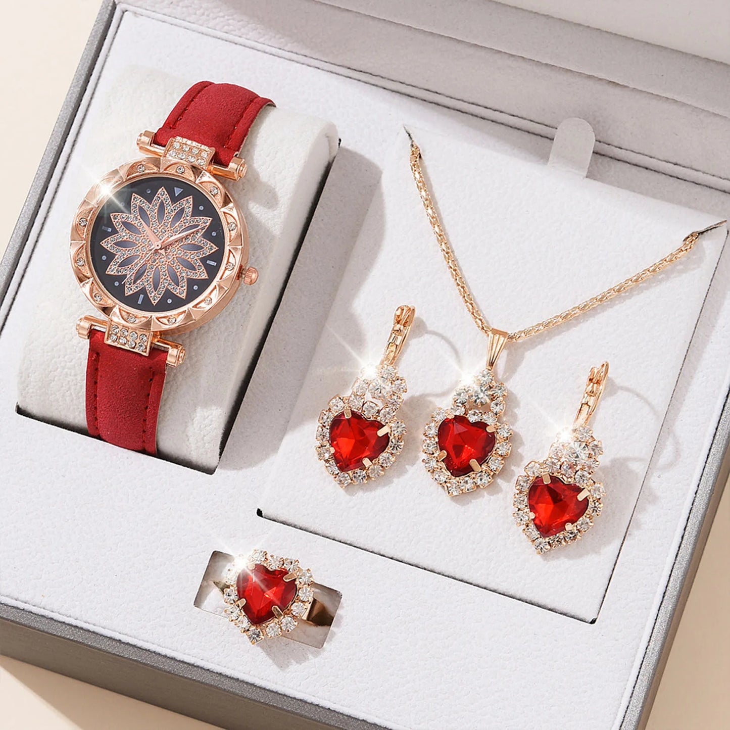 Watches Sets Gifts for Women Crystal Bling Wristwatch Jewelry Kit Gift for